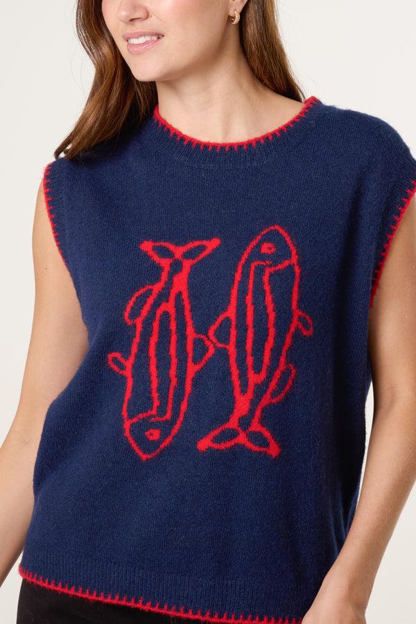 Qed London Sardines Stitch Hem Knit Vest