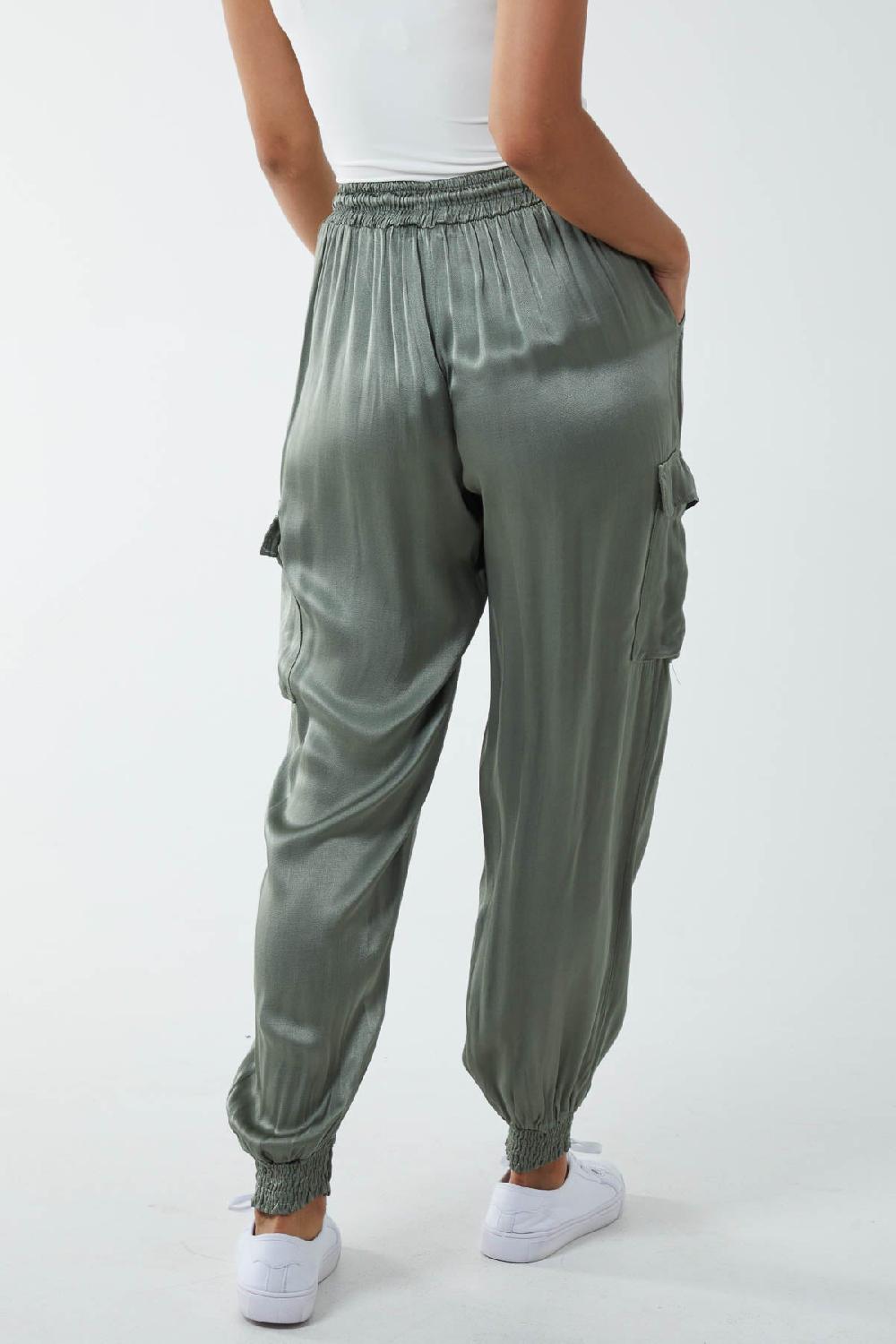 Qed London Satin Cargo Trousers