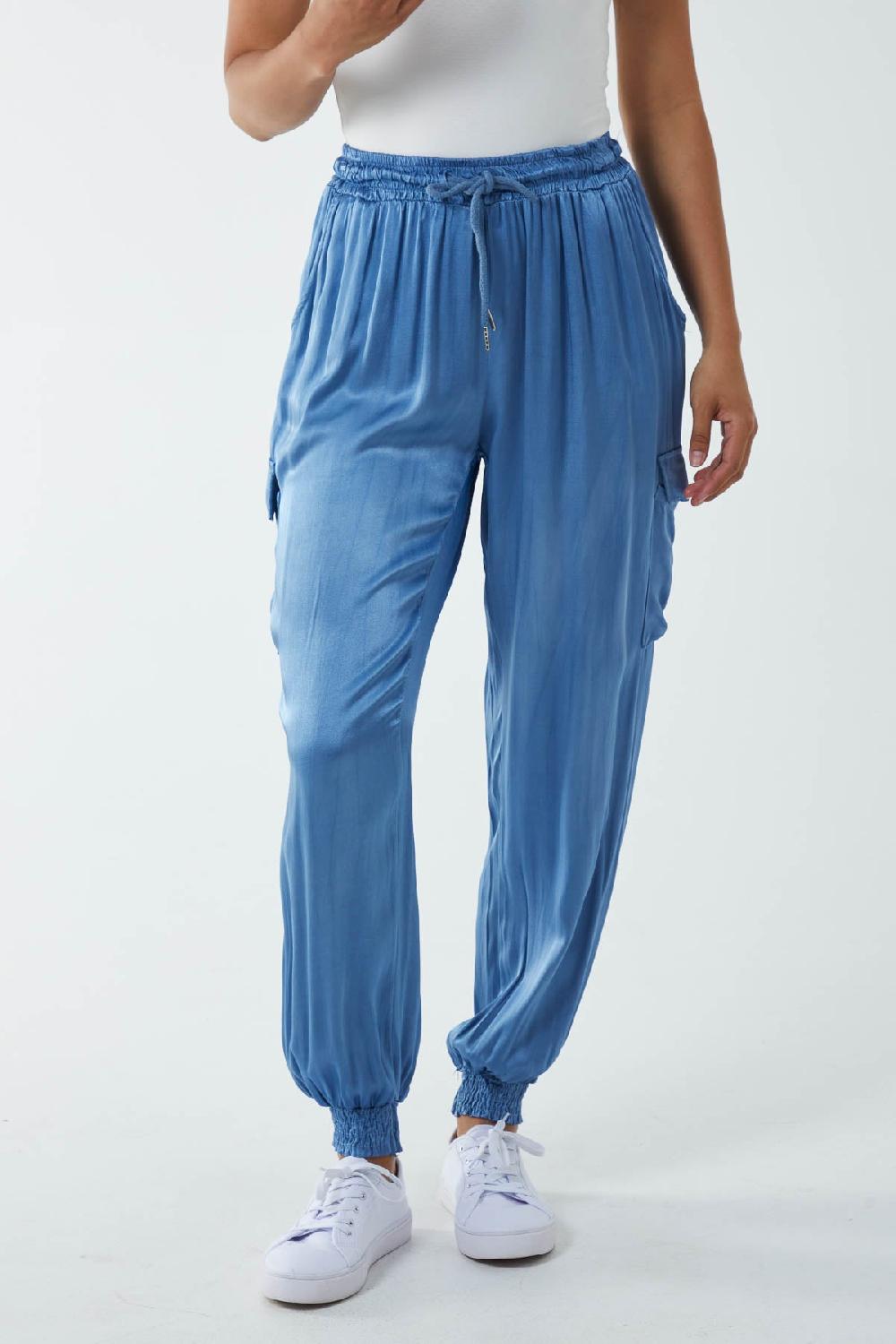 Qed London Satin Cargo Trousers