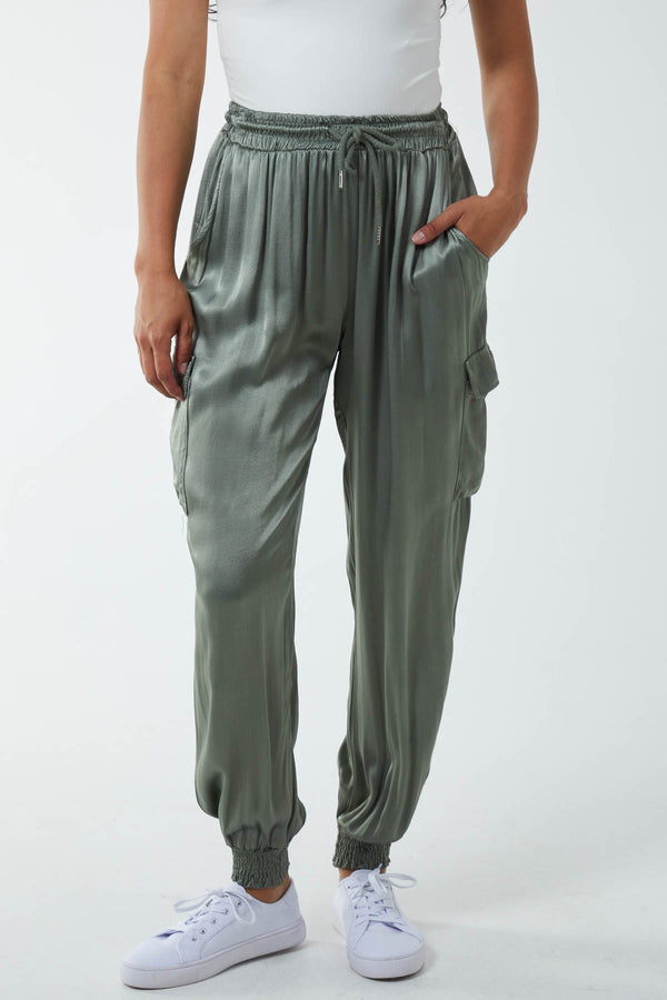 qed london Satin Cargo Trousers