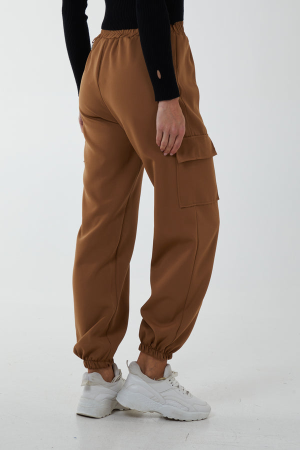 Qed London Satin Feel Chain Detail Cargo Trousers