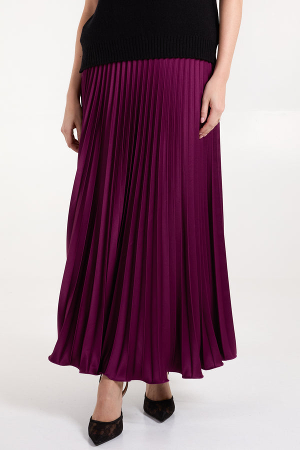 Qed London Satin Pleated Maxi Skirt