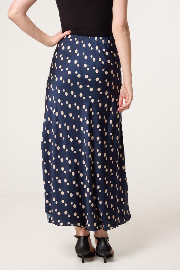 Qed London Satin Polka Dot Midi Skirt
