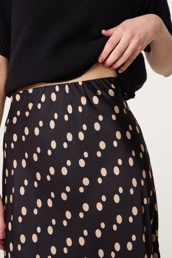 Qed London Satin Polka Dot Midi Skirt
