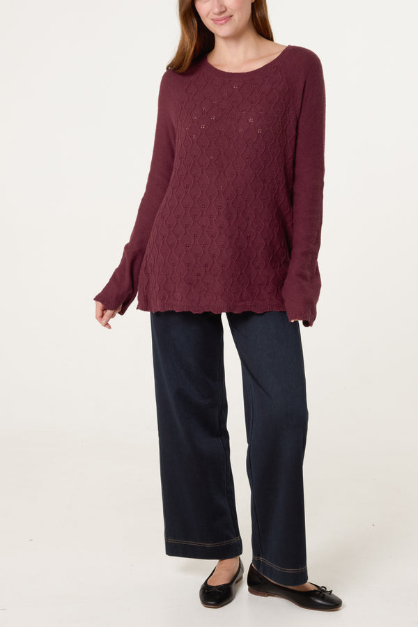 Qed London Scallop Edge Patterned Jumper