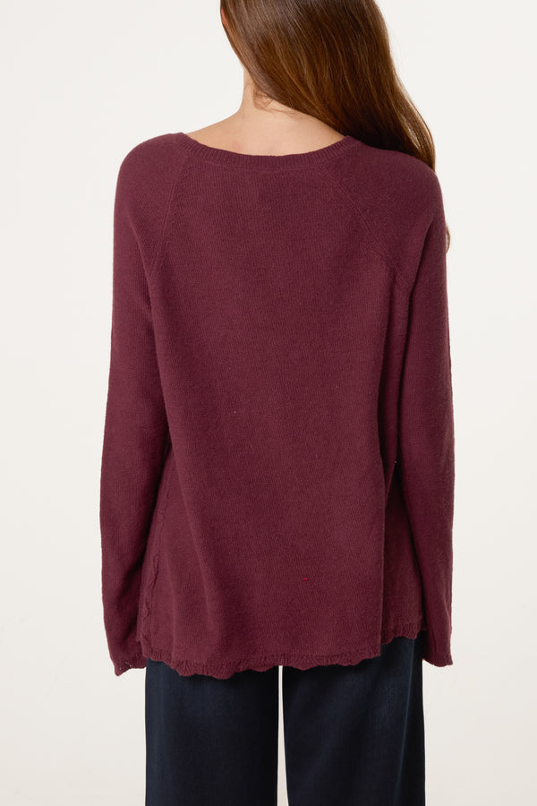 Qed London Scallop Edge Patterned Jumper