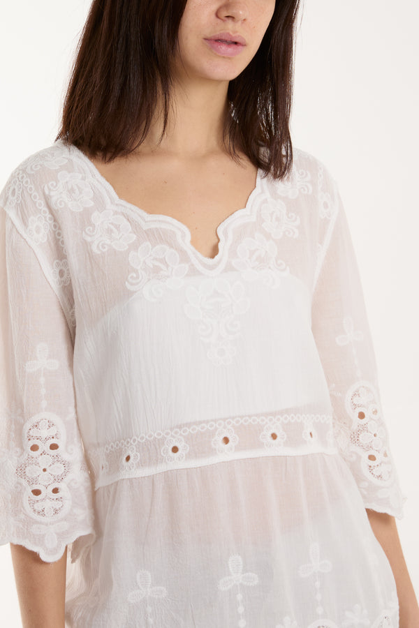Qed London Scallop Hem Lace Top