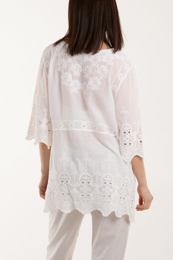 Qed London Scallop Hem Lace Top