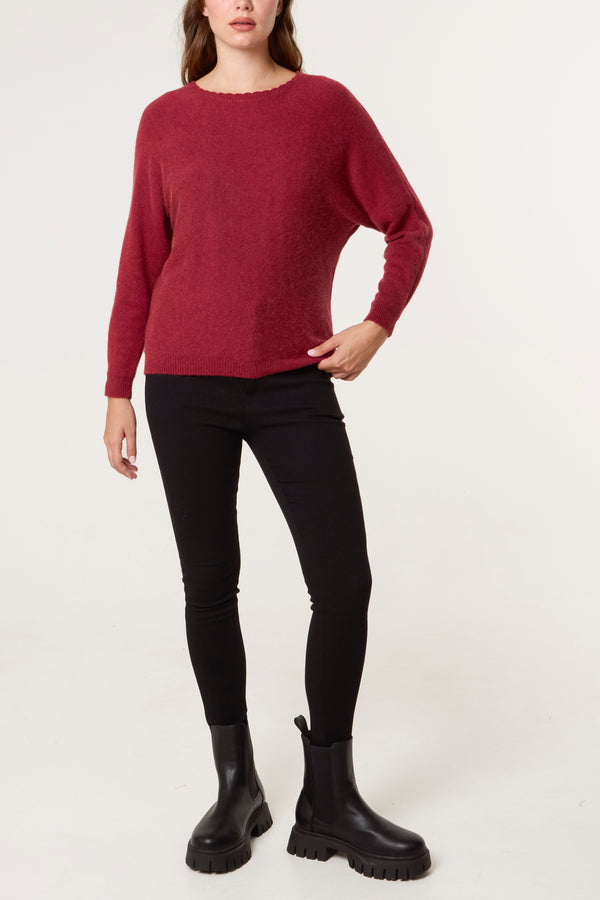Qed London Scallop Neck Knit Jumper