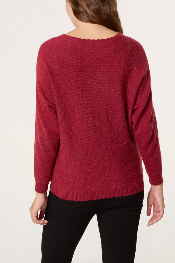 Qed London Scallop Neck Knit Jumper