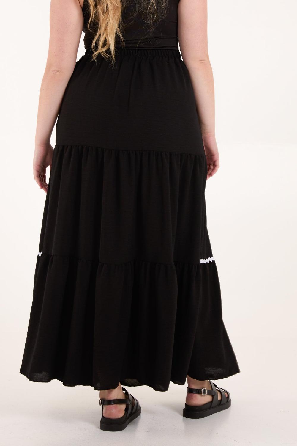 Qed London Scalloped Detail Tiered Maxi Skirt