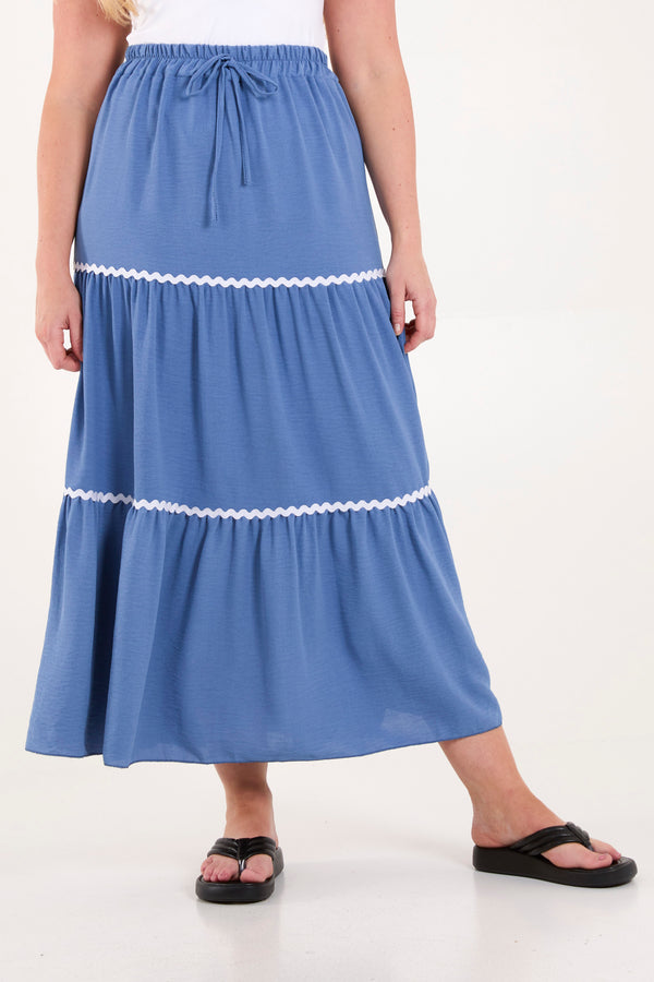 Qed London Scalloped Detail Tiered Maxi Skirt