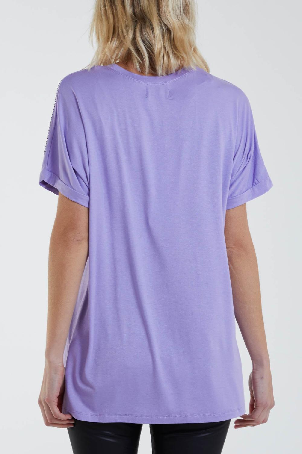 Qed London Scatter Sleeve Diamante T-Shirt