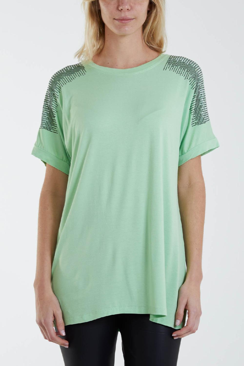 Qed London Scatter Sleeve Diamante T-Shirt