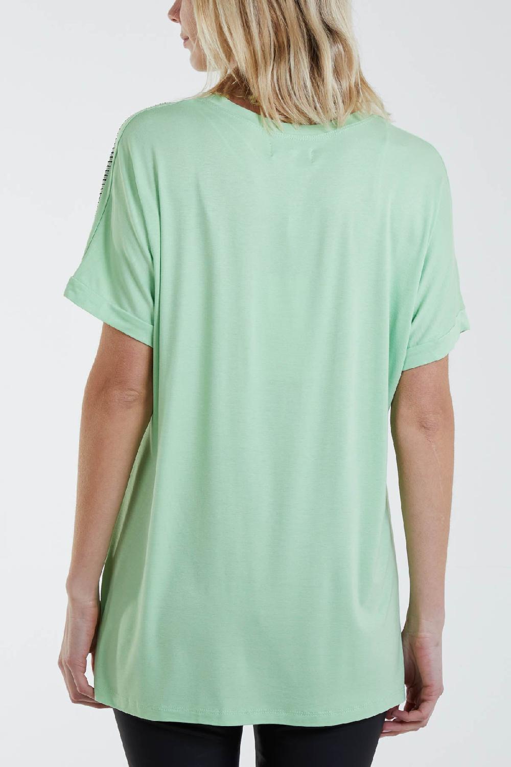 Qed London Scatter Sleeve Diamante T-Shirt