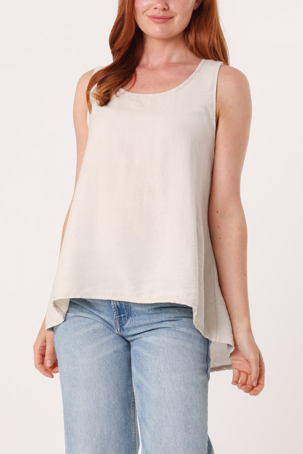 Qed London Scoop Neck Back Button Sleeveless Top