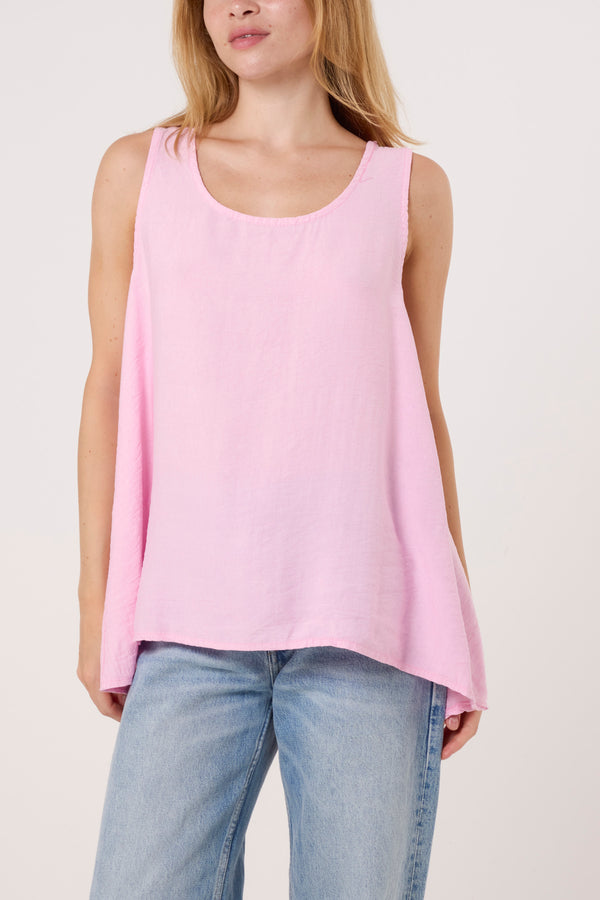 qed london Scoop Neck Back Button Sleeveless Top