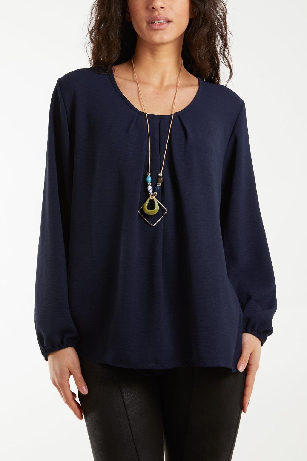 Qed London Scoop Neck Necklace Blouse
