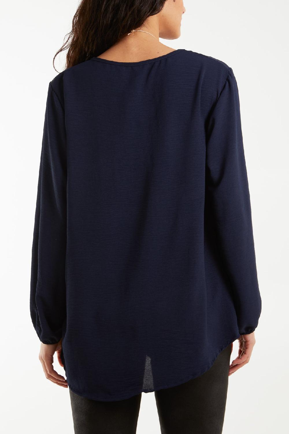 Qed London Scoop Neck Necklace Blouse