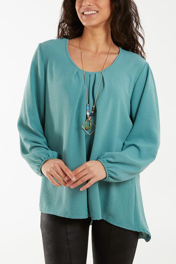 qed london Scoop Neck Necklace Blouse