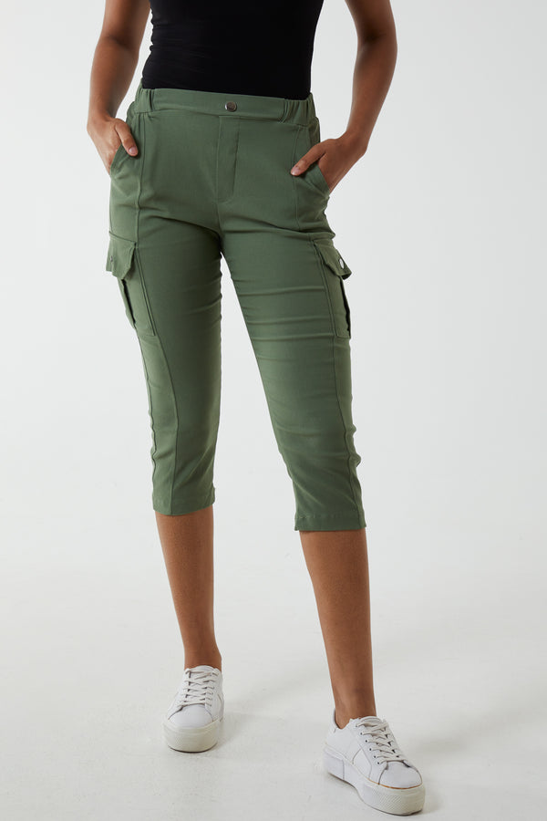 qed london Seam Detail Cropped Cargo Trousers