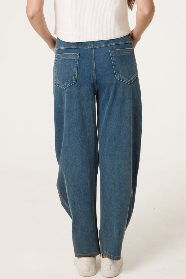 Qed London Seam Detail Wide Leg String Jeans