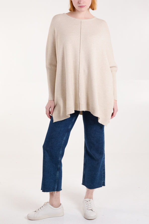 Qed London Seam Front Round Neck Relaxed Jumper