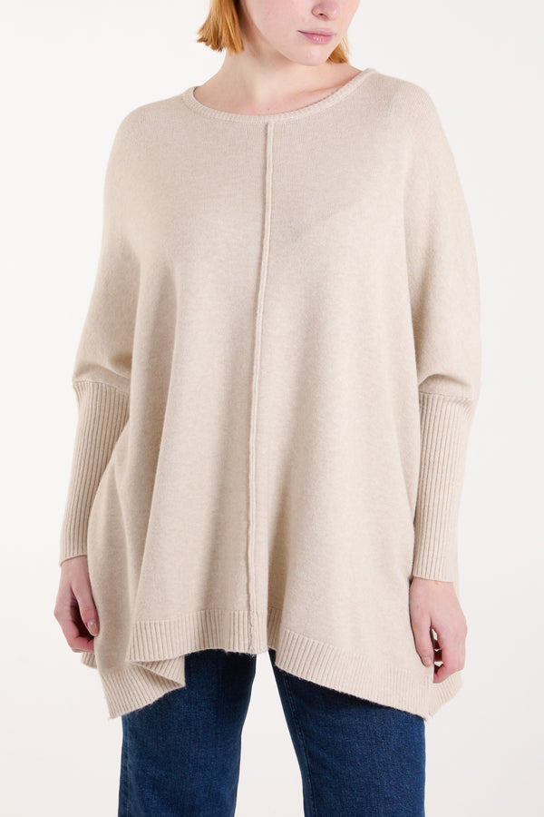 Qed London Seam Front Round Neck Relaxed Jumper