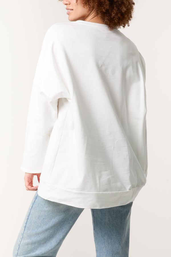 Qed London Selfie Teddy Bear Foil Cotton Top