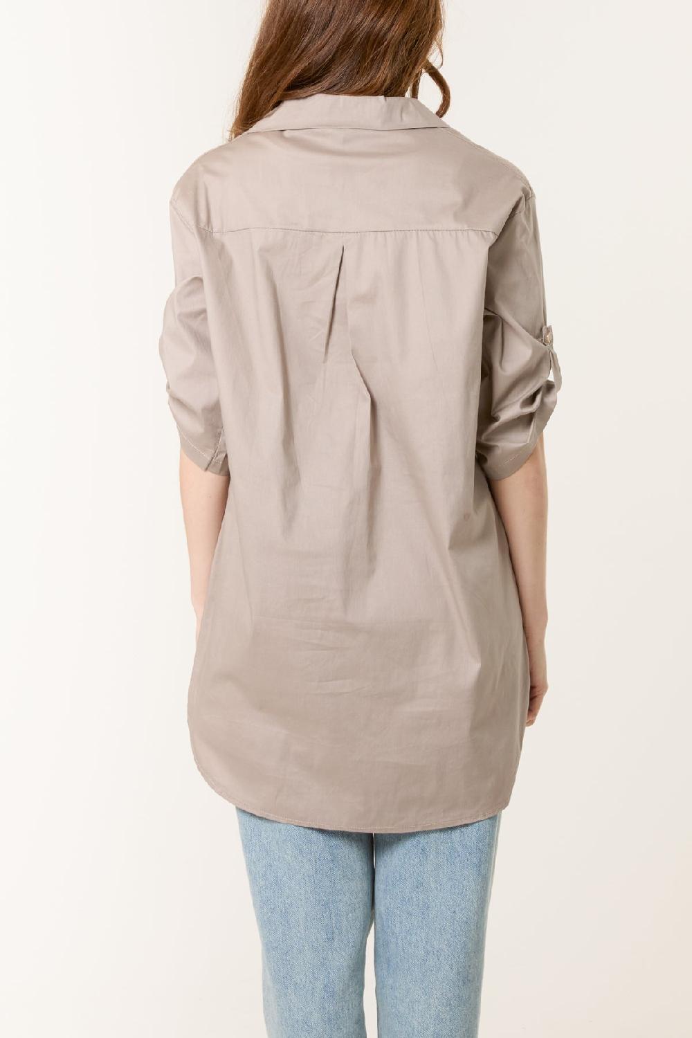 Qed London Sequin Bow Cotton Blend Shirt