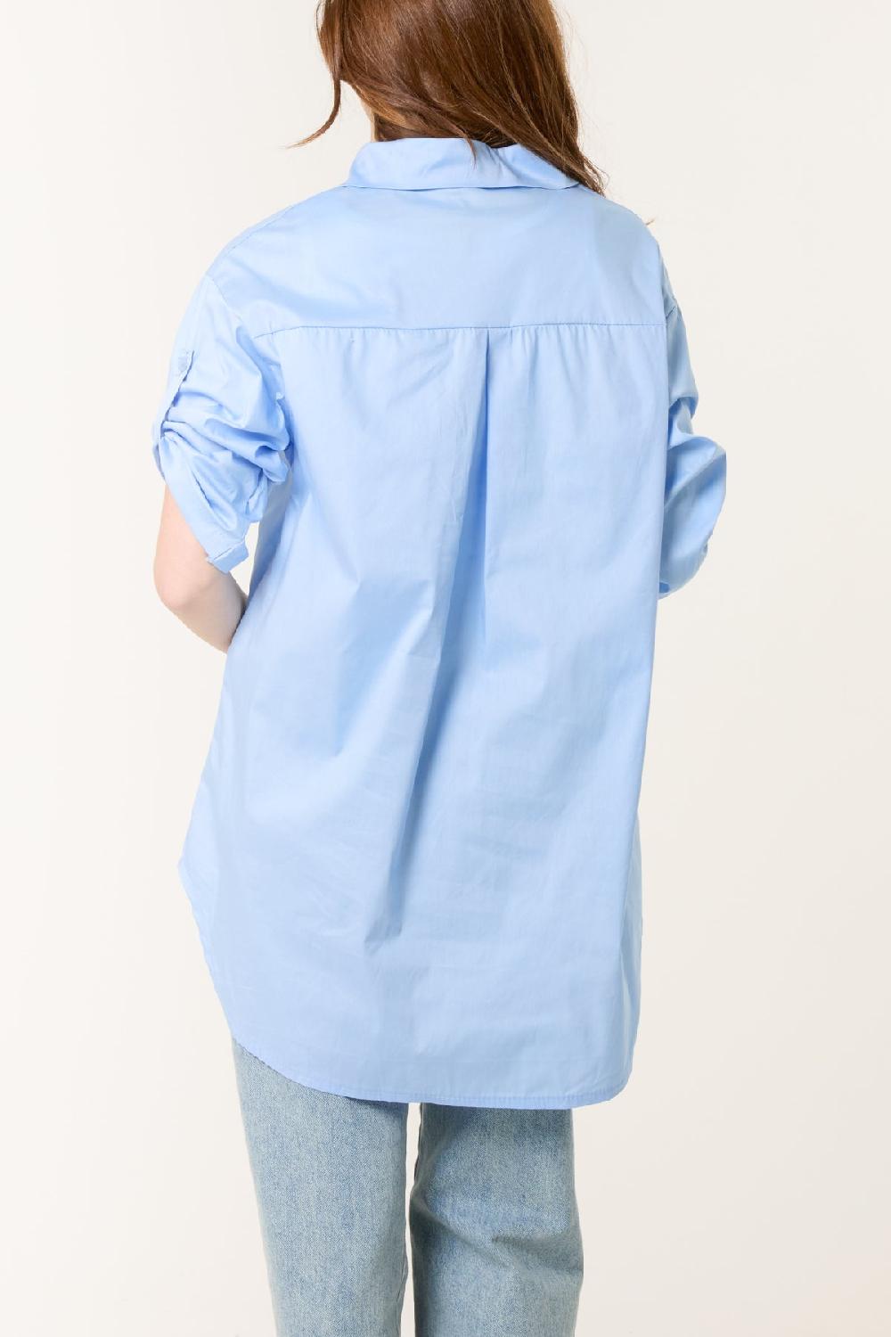 Qed London Sequin Bow Cotton Blend Shirt