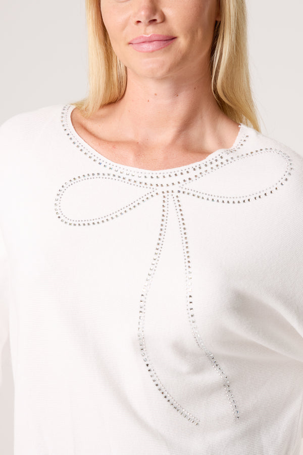 Qed London Sequin Bow Fine Knit Jumper