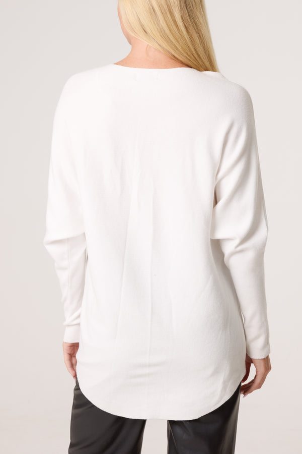 Qed London Sequin Bow Fine Knit Jumper