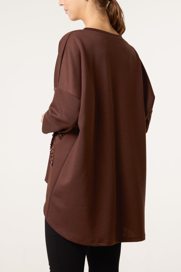 Qed London Sequin Bows Soft Touch Sweat Top