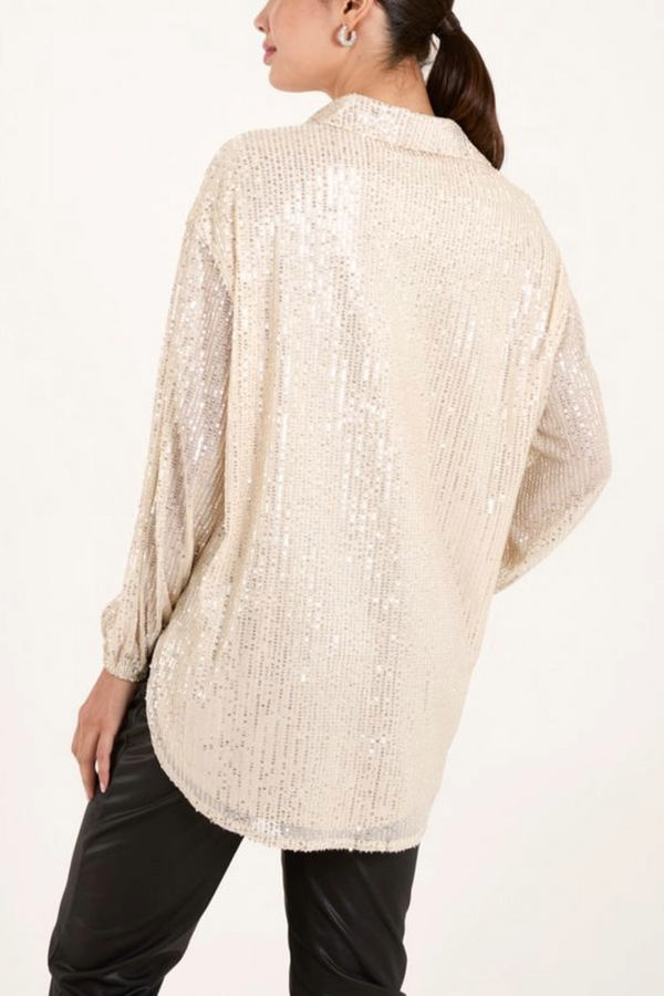 Qed London Sequin Button Up Shirt