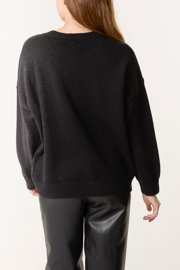 Qed London Sequin Embellished Leaf Jumper