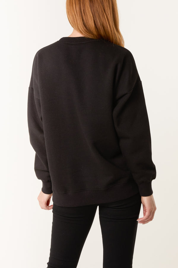 Qed London Sequin Embellished Lips Sweatshirt