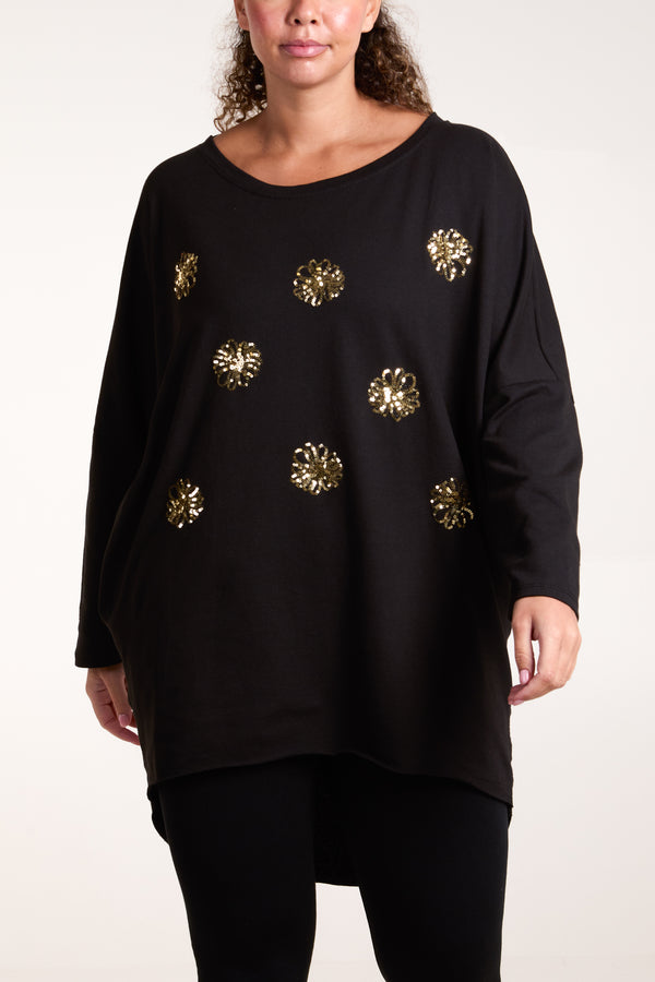 qed london Sequin Flowers Long Sleeve Sweatshirt