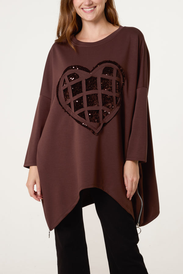 Qed London Sequin Heart Soft Touch Sweatshirt