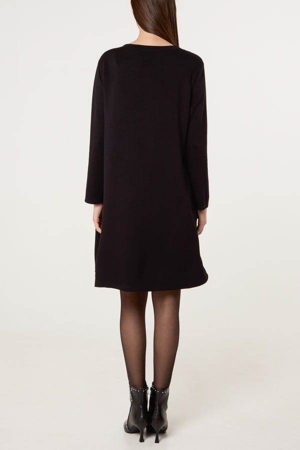 Qed London Sequin Insert Soft Touch Dress