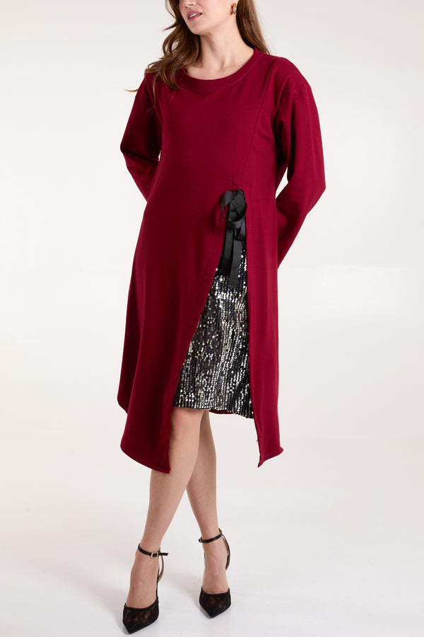 Qed London Sequin Insert Sweatshirt Dress