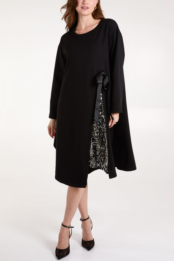 Qed London Sequin Insert Sweatshirt Dress