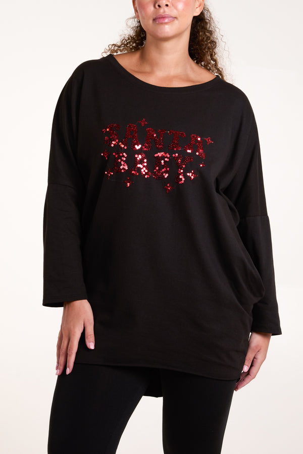 Qed London Sequin "Santa Baby" Oversized Sweatshirt