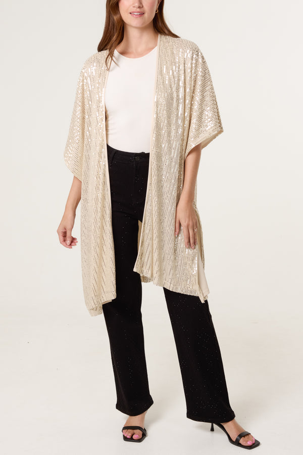 Qed London Sequin Short Sleeve Kimono