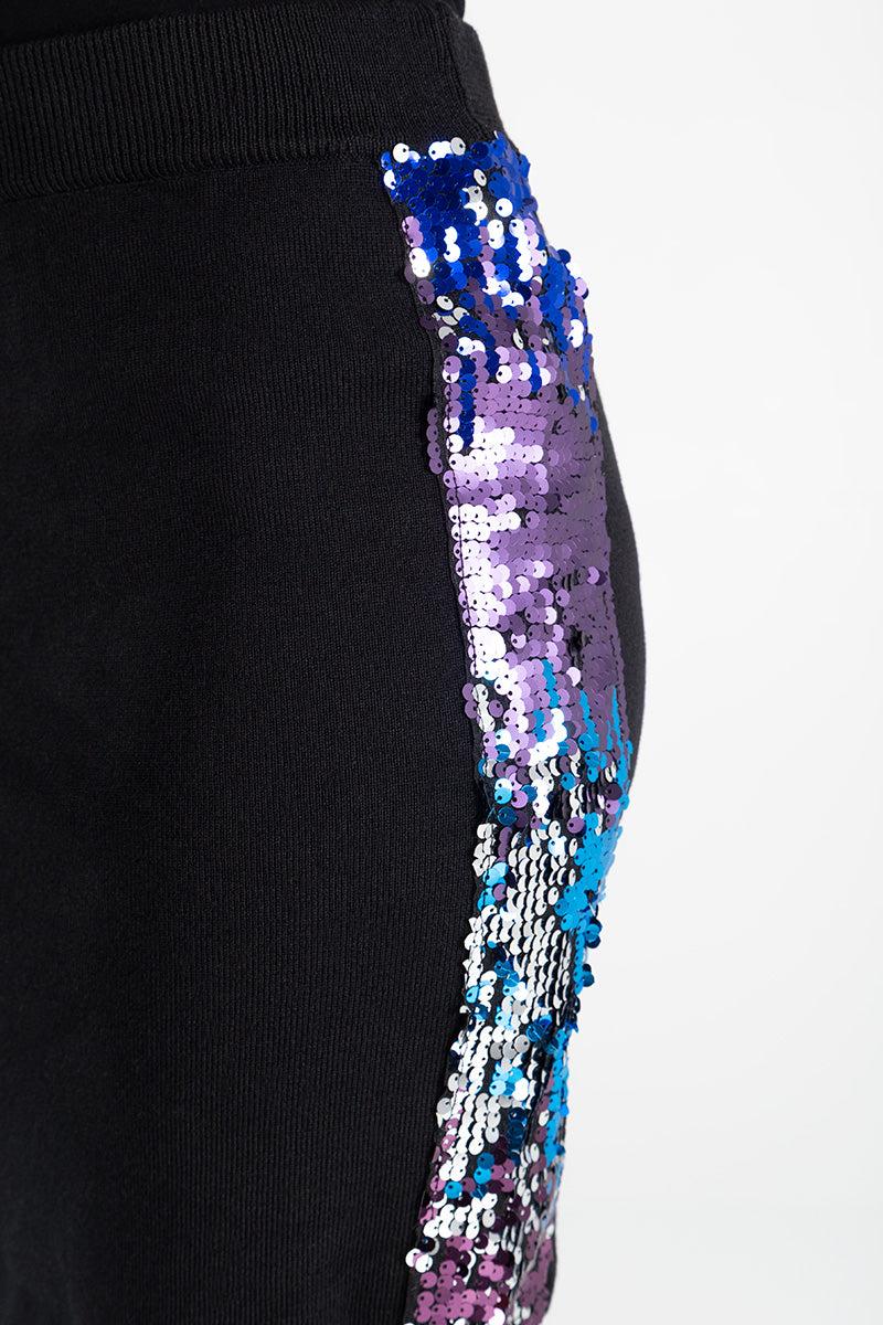 Qed London Sequin Striped Mini Skirt