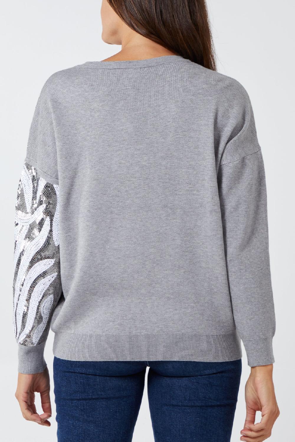 Qed London Sequined Animal Pattern Jumper