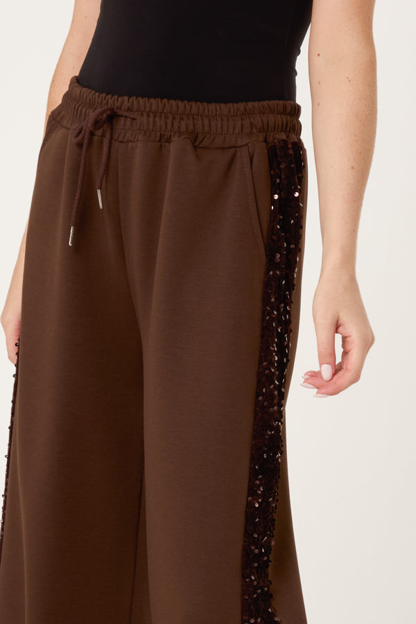 Qed London Sequins Velvet Side Detail Joggers