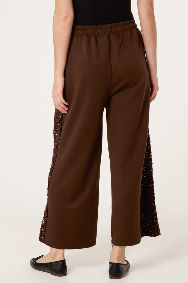 Qed London Sequins Velvet Side Detail Joggers