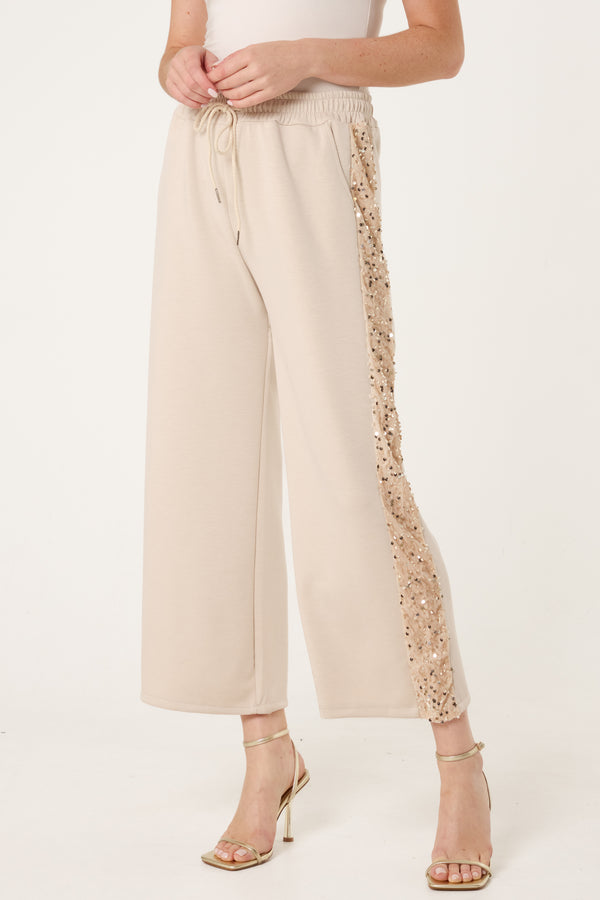 Qed London Sequins Velvet Side Detail Joggers