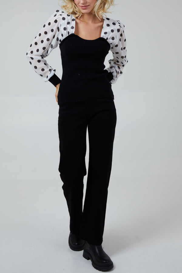 Qed London Sheer Polkadot Bodice Top